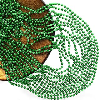 GiftExpress 72 Pcs 33" 7mm Metallic Beaded Necklaces, Bulk Mardi Gras St. Partrick's Day Party Beads Necklaces, Holiday Beaded Costume Necklace for Party