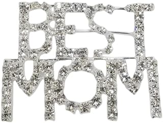 Stylish Cubic Zirconia Embellished Best Mom Brooch with Secure Pin Clasp- Perfect Mother's Day Accessory and Gift