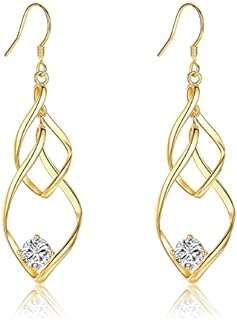 Sparkling Silver Cubic Zirconia Tragus Dangle Earrings with Push Back, Versatile Piercing Jewelry for Women, Hypoallergenic Twisted Marquise Loop Design