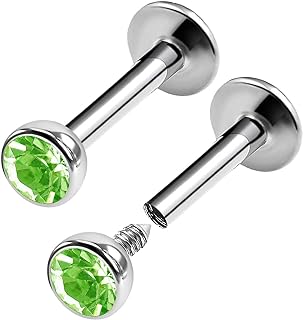 Steel Internally Threaded Lip Labret 16g 1/4 6mm 3mm Crystal Ball Spider Bite Earrings Tragus Piercing Jewelry Choose Colors