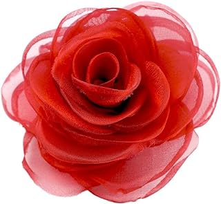 Merdia Brand Red Rose Flower Brooch and Hair Clip in Durable Alloy for Women of All Ages