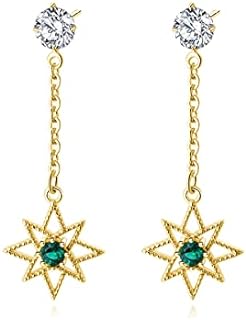 SLUYNZ 925 Sterling Silver Star Dangle Earrings Chain for Women Teen Girls CZ Star Drop Dangly Earrings Cartilage Helix Piercing Earrings Tassel