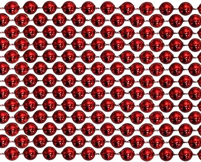 33" Round Metallic Red Mardi Gras Beads - 6 Dozen (72 Necklaces), Mardi Gras Beads, Beads, Bead Necklaces Bulk, Red Mardi Gras Beads Bulk, Bead Necklace