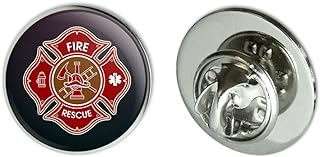 Firefighter Fire Rescue Maltese Cross Metal 0.75" Lapel Hat Pin Tie Tack Pinback
