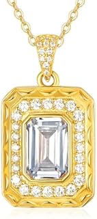 24K Gold Plated AENEAS Necklace for Women with Sterling Silver Cable Chain and Square Cut Cubic Zirconia Princess Crystal Pendant - Hypoallergenic, Nickel-Free Jewelry