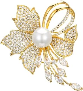 Bling Lady Crystal Brooch Pin,Fashion Elegant Flower Shape Pin suitable for Casual and Formal Clothing