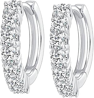 1.4ct D Color Moissanite Sterling Silver Huggie Hoop Earrings with Push Back for Women - 18K Gold Plated