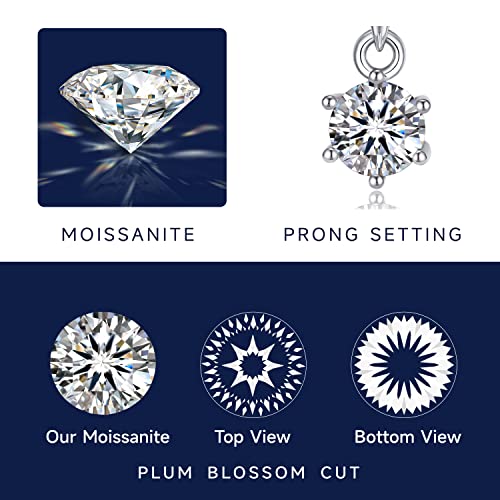 Pendant Necklace, Anniversary Sparkling Gifts for Women, 1Carat Moissanite Necklace for Women 925 Sterling Silver Solitaire Necklace, Birthday Mother's Day Holiday Gift
