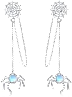 925 Sterling Silver Spider Dangle Earrings with Push Back for Women - Unique Spider Insect Design