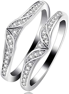 Crown Platinum-Plated Engagement Ring Enhancer with Cubic Zirconia in Round Shape by Uloveido, Size 6