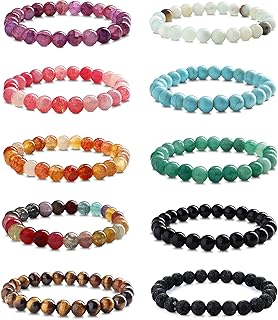 CASSIECA Perlenarmbänder aus Naturstein, 8mm Perlengröße und elastisch, stressmindernd und schlicht designt, ideal für Damen und Herren zur täglichen Meditation und Entspannung