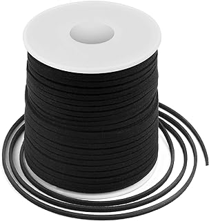 Leather String, Flat Suede Cord Faux Leather Cord Thin Leather Lace for Bracelets, Necklaces, Jewelry Making and Art Crafts (2.7MM Black)