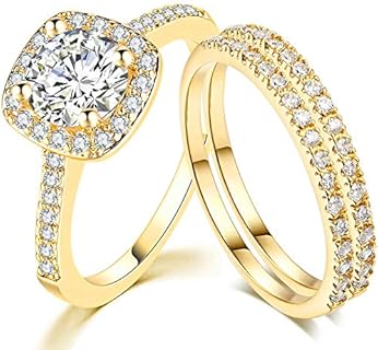 Three-in-One Bridal Wedding Engagement Anniversary Eternity Ring Set with Silver-Plated-Brass and Cubic Zirconia Design