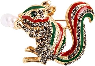 Cute Squirrel Brooch Pin Colorful Enamel Crystal Squirrel Animal Brooch Collection Accessories Unique Gifts for Women Teen Girls