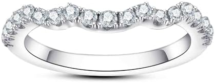 Moissanite Wedding Band Half Eternity Ring D Color VVS1 Clarity Round Cut Ring Enhancer S925 Sterling Silver Curved Stackable Anniversary Bands for Women with Certificate
