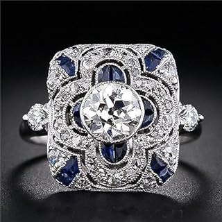 AZQ 925 Sterling Silver Montana Sapphire Wedding Ring with Cubic Zirconia for Women in Classic Design