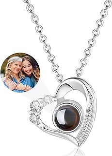 Personalized Picture Necklace with Photo Inside - Custom Projection Photo Necklace Birthday Mothers Day Gifts for Women Mom Wife