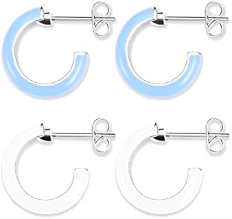Small Hoop Earrings for Women Girls Colored Enamel Hoops Set Simple Style for Any Occasions