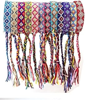 Cotton-braided Friendship Bracelets with Adjustable Lock Clasp for Men, Women, & Kids - Diamond-Shaped Multicolor Design by Tangser