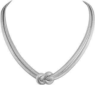 Chic Double-Layer Snake Chain Choker Necklace in Durable Zinc with Lobster Claw Clasp for Women, 5MM (W) 15" (L)
