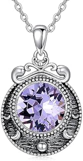 Moon Phase Necklace Sterling Silver Purple Crystal Moon Phase Necklace Birth Moon Phase Amethyst Necklace Moon Phase Jewelry for Women Teens Girls Birthday