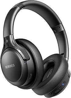 BERIBES Bluetooth Over-Ear Kopfhörer mit 65 Std Spielzeit und 6 EQ-Modi, HiFi Stereo Sound und eingebautem Mikrofon, ideal für Handys, Tablets und Laptops, schwarz