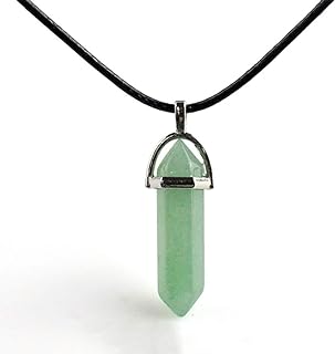Bohemian Jade Gem Choker with Stainless Steel Connector Buckle for Women and Girls- Cable Chain Bullet-Shaped Pendant Necklace