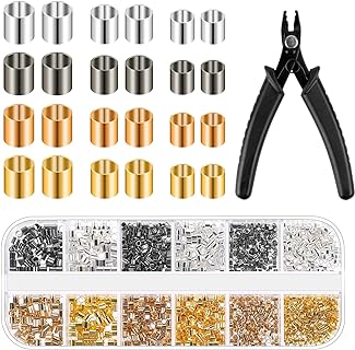 2200PCS Jewelry Crimp Beads Crimp Tubes with Crimping Pliers Crimping Beads for Jewelry Making Beading Supplies Jewelry Making Tools for Earring Necklace Bracelet DIY