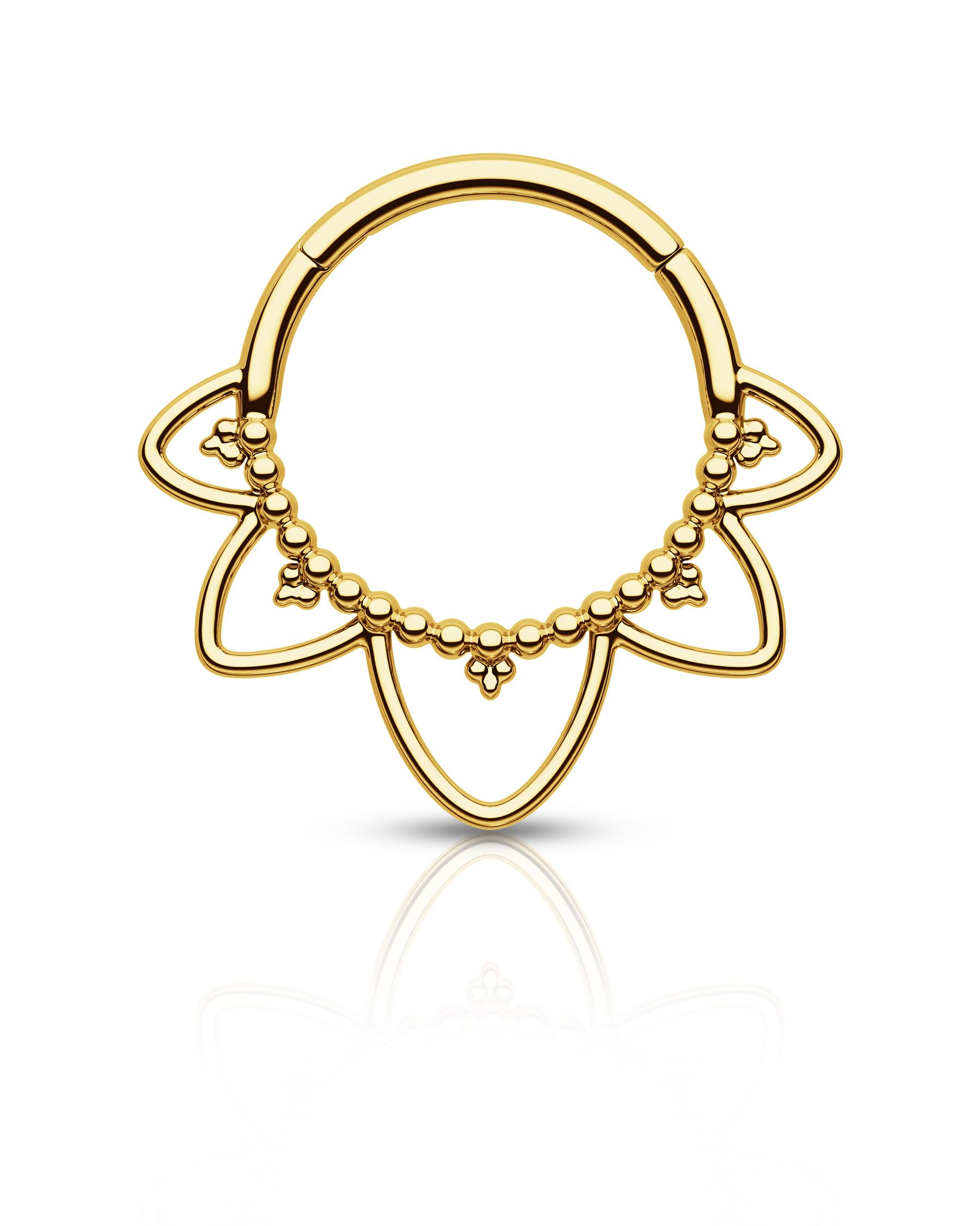 Agrewd Minimalist G23 Titanium Gold Septum Nose Ring with Cubic Zirconia Lotus Design - Hypoallergenic Daith Earrings for Women, 16G Size