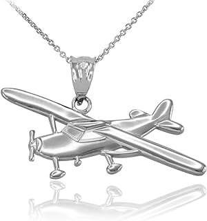 Claddagh Gold Polished 925 Sterling Silver Airplane Aircraft Pendant Necklace