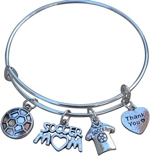 Box Chain Clasp Soccer Bracelet with Infinity Collection Charms for Soccer Moms - Round Design Alloy Material