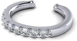 Pave Ear Cuff, Sustainable Recycled Sterling Silver No Pierce Ear Cuff Made with Lab-Grown Diamonds, Modern Silver Ear Cuffs for Women and Men