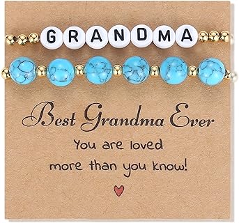 2Pcs Turquoise Beaded Bracelet Set, Unique Mothers Day Gifts for Mom, Daughter, Grandma, Granddaughter, Aunt, Niece, Sister, Friend...