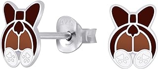 Chic Push-Back .925 Sterling Silver Tiny Dog Stud Earrings by KIWI DAISY for women, hypoallergenic