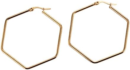 18K Gold Plated Minimalist 316L Titanium Steel Large Hoop Earrings Jewelry Gift for Mother Grandma Girl Daughter Grandaughter Girlfriend