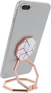 cobee Anneau de support pour téléphone portable avec rotation à 360°, en métal marbré rose rouge, portable et stable, idéal pour une utilisation en toute situation