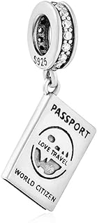 Sterling Silver Travel Charm Camera Charm Passport Charm for Pandora Style Bracelets
