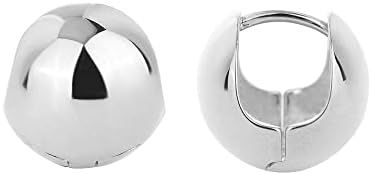 Gold Plated Ball Huggie Hoop Earrings for Women, Minimalist Chunky Hoops with Sterling Silver Pin Post, Hypoallergenic Jewelry Gift