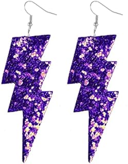Dazzling Glitter-Embellished Faux Leather Lightning Bolt Dangle Earrings with Hypoallergenic French Wire Back Finding for Unforgettable Fashion Statements