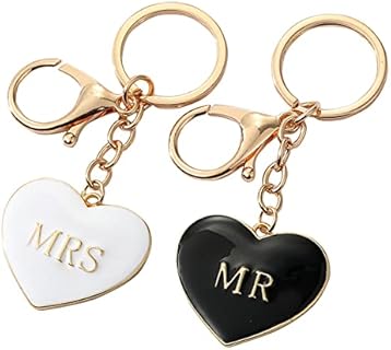 Charming Anime Wedding Rings: Versatile Couple Keychains with Heart-Shaped Pendants, Handcrafted from Durable Alloy Metal