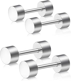 Crsiller 4 Pairs Tiny Stud Earrings Set for Girls/Men/Women, Polished 14K White Glod-Plated Cartilage Helix Earrings Piercing (2/3/4/5mm)