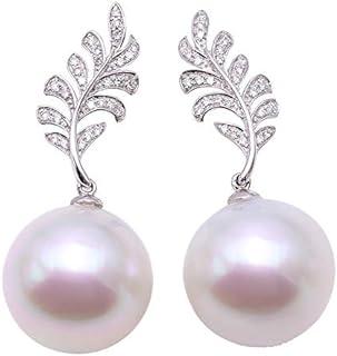 JYX Pearl 18K Gold Earrings AAA+ Quality Genuine Elegance 15mm Natural White South Sea Cultured Pearl Drop Earrings for Women