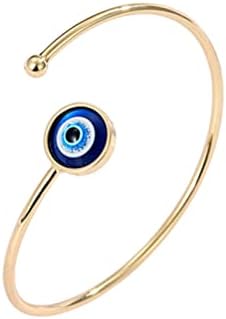 Evil Eye Bracelet Adjustable High Polished Blue Evil Eye Cuff Bangle Bracelet Lucky Kabbalah Protection Bracelet for Women Girls Men Amulet Friendship Jewelry