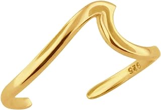 Adjustable Yellow Gold Sterling Silver Wave Design Hawaiian Toe Ring