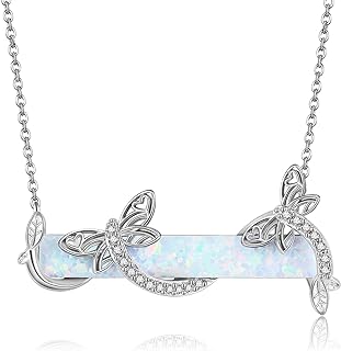 MONGAS Dragonfly Necklace Sterling Sliver Opal Pendant Dragonfly Jewelry Dragonfly Gifts for Women Girls