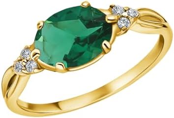 Graceful Lab Created Emerald & Moissanite Engagement Ring in 14K/18K White Gold - Perfect Women's Gift for Mother's Day, Christmas, or Anniversaries