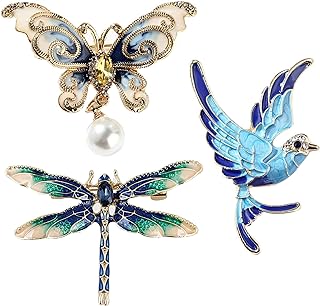 3 Pieces Brooch Pins Set with Dragonfly Butterfly Dove for Women Girls Gift Party Elegant Enamel Insect Animal Brooch Pins Fashion Jewelry Pearl Vintage Lapel Pin Accessories
