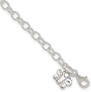 925 Sterling Silver Polished Fancy Lobster Closure Small Oval Rolo Butterfly Angel Wings Anklet Lobster Claw Jewelry for Women - Length Options: 10 9
