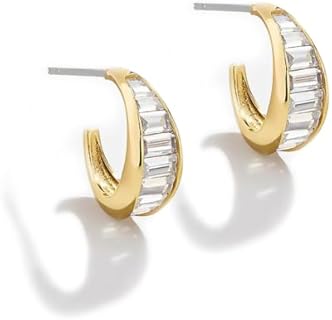Obidos 14K Gold Plated Small Chunky Open Hoops | Gold Huggie Small Hoop Earrings for Women | Boho Simple Hypoallergenic Earrings