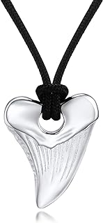 Adjustable Cable Chain Shark Tooth Stainless Steel Necklace for Boys & Men, Featuring Hawaiian Beach Design - Ideal Outdoor Adventure Accessory